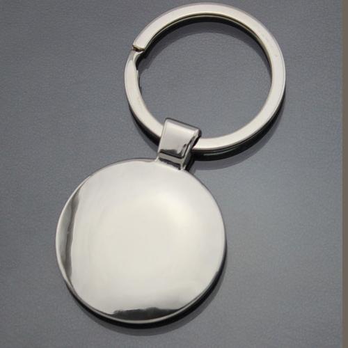 厂家直销锌合金不锈钢单牌圆形礼品赠品单平圈金属钥匙扣